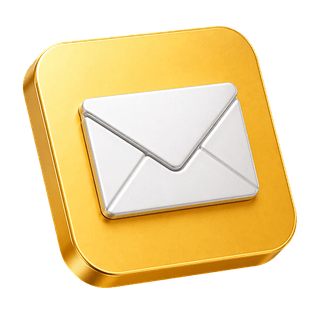 3D decorative icon of a mail envelope on the contact us page
